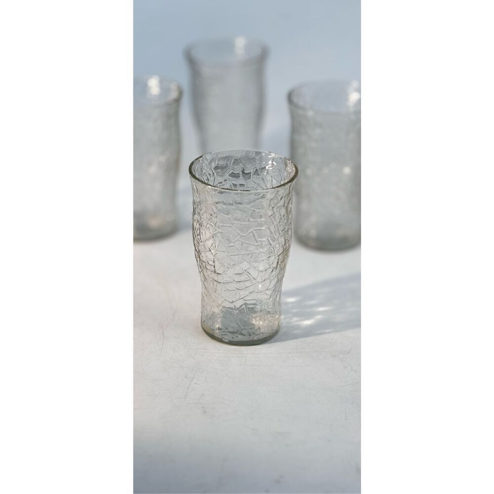 6 crackled glass mini glasses